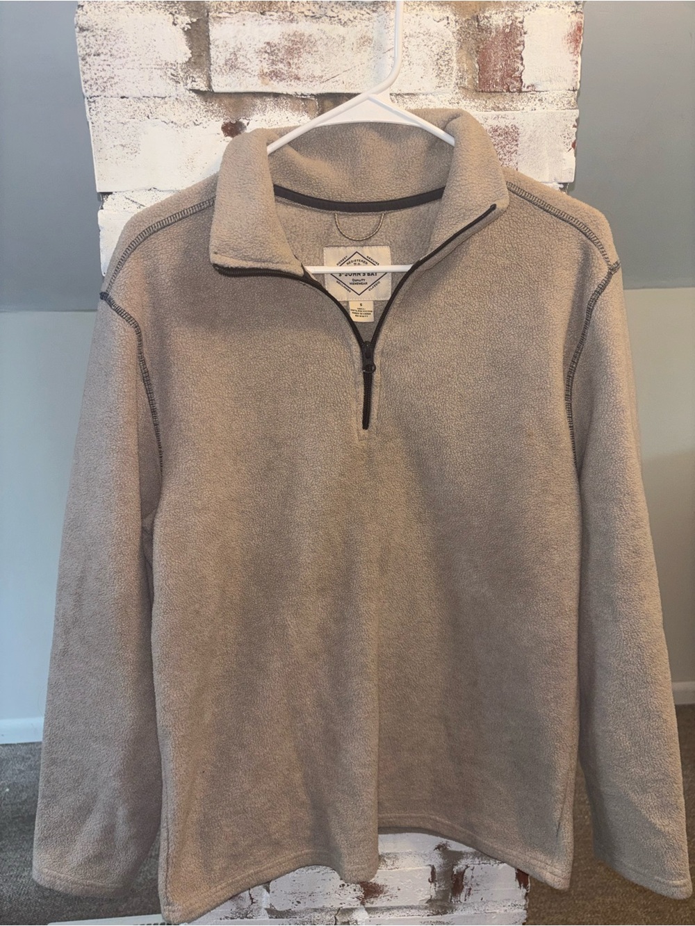 St. John's Bay Men's Taupe Quarter-Zip Crewneck Fleece